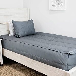 Solid Gray Twin Comforter Set - Modern Bedding
